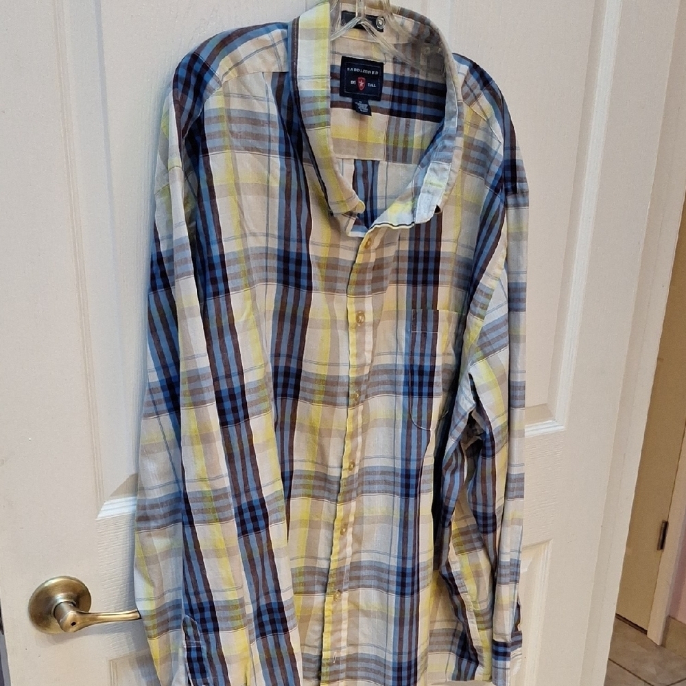 Saddlebred Long Sleeve Plaid Shirt Size 4XL Tall